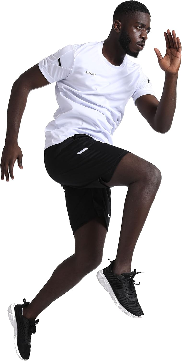 Men'S Workout Clothes Athletic Shorts Shirt Set 3 Pack Basketball Football Training Running Gym Christmas Gifts